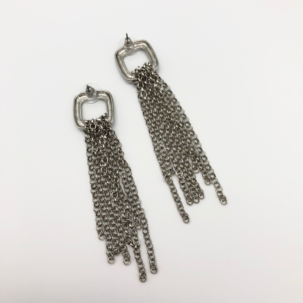 Baby Blue Rhinestone Dangle Earrings - Picture 4 of 4